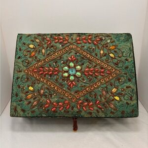 Vintage Pierre 1 Import Beaded Embroidered Jewelry Box